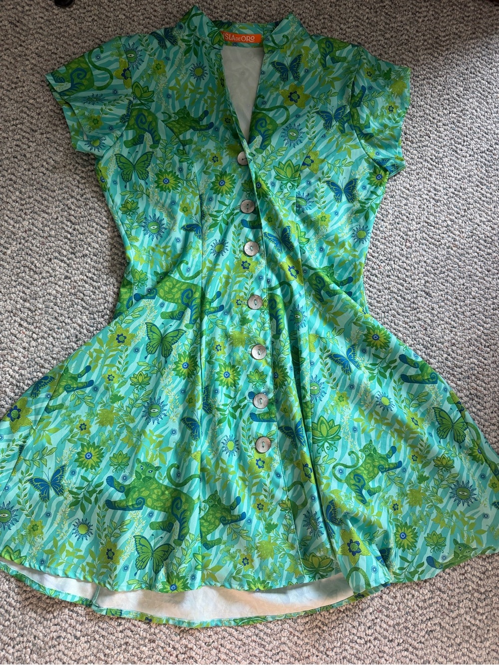 Blue Green Floral & Animal Print One-Piece Dress